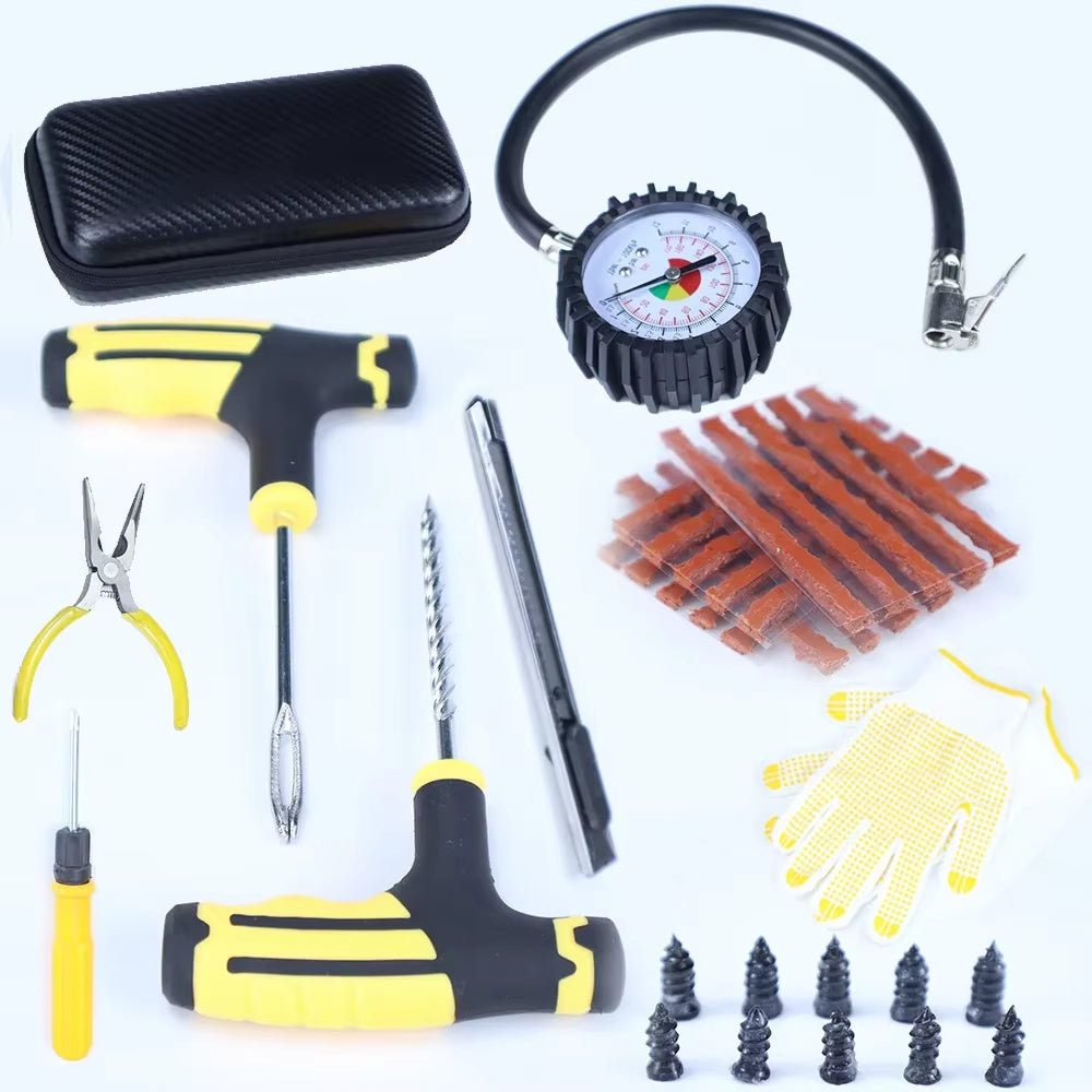 KIT REPARA PINCHAZOS TUBELESS 22 PIEZAS PARA MOTO Y COCHE